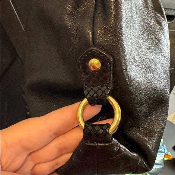 Coach Black Leather and Snakeskin-Patterned Handbag - Picture 3 of 6